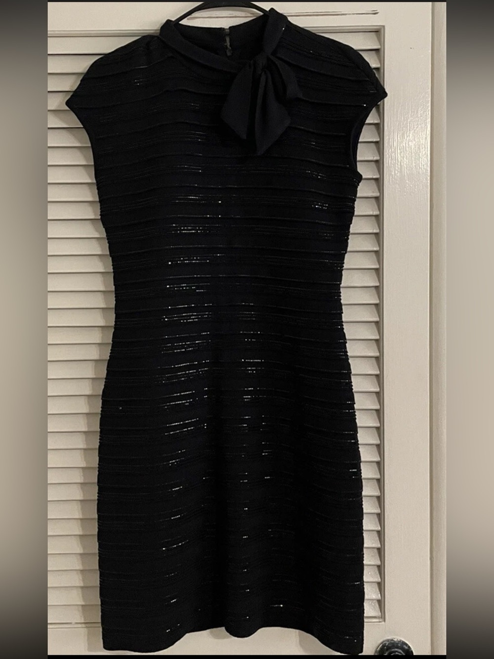 St. John Black Dress with Neck Bow and sequins size 4